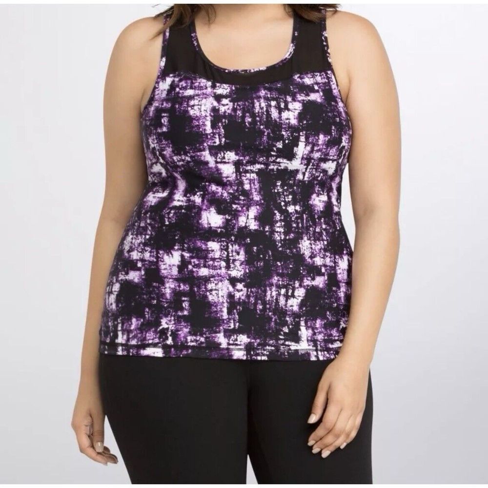Torrid Active Purple Black Mesh Sleeveless Tank Top Size 6X